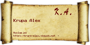 Krupa Alex névjegykártya